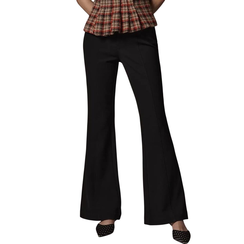 Anthropologie Maeve Off Duty Mid Rise Flare Pants Black Women’s Size 6